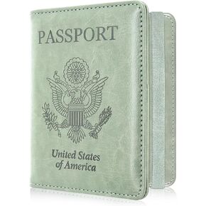 ACdream RFID BLOCKING Passport Holder Trave Cover Wallet, Premium PU Leather Passport Book with Card Holder, Pen Holder, Keep Organization, and Travel Essentials for Women/Men, Agave Green