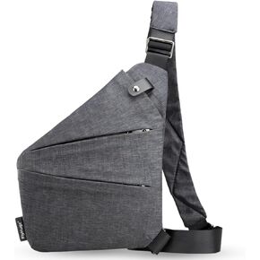 FlyHugz Anti-Theft Crossbody Sling Bag for Travel - Gray Canvas, Multi-Pocket Design for Men & Women, Water-Resistant in Kuwait