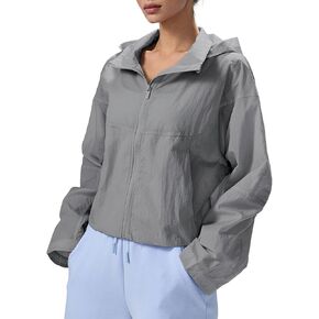 altiland UPF 50+ Cool Feeling Water Repellent Raincoats for Women - Lightweight Hooded Outdoor Cycling Jacket Windbreaker