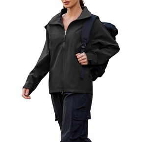 Zando Waterproof Rain Jacket Women Lightweight Raincoat for Women Loose Fit Windbreaker Jacket with Hood Hiking Outdoor