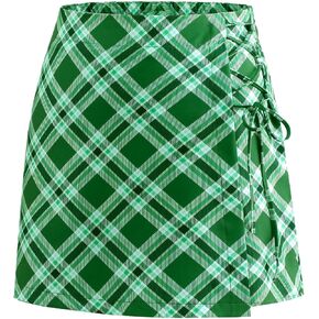 Auplus Womens A Line Mini Skirt Basic Elastic Waistband Casual Short Summer Skirts