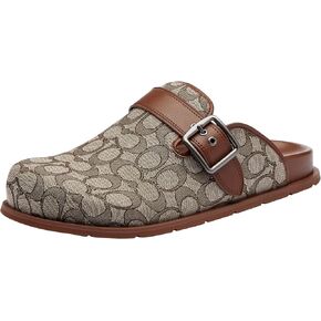 Coach Men's Buckle Clog in Signature Jacquard, Charcoal/Black, 10
