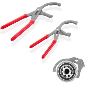 9" & 12" Oil Filter Pliers Wrench, Adjustable Oil Filter Pliers Set,Oil Filter Removal Tools Fit Most of Cars, Trucks, Motorcycles Engine Filters (Red)