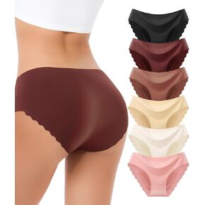 Seamless Underwear for women - High Waisted No Show Panties, 3D Wrap Hip Full Coverage Stretch Briefs 6 Pack