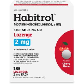 Habitrol Nicotine Lozenges 2 mg Cherry Flavor - 135 Count - Stop Smoking Aid - Reduce Cravings and Withdrawal Symptoms