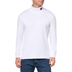 HUGO Men's Woven Logo Cotton Stretch Turtleneck