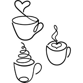 Ferraycle 3 Pieces Coffee Cup Metal Wall Art Wire Coffee Bar Hanging Decor Cafe Themed Vintage Rustic Metal Sign for Kitchen Restaurant Shop Home Office Accessories