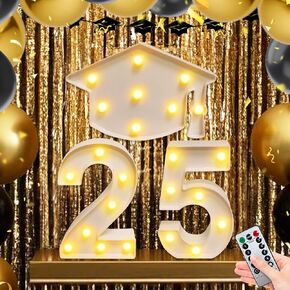 [Timer & 8 Modes] Graduation Decorations 2025, Grad Cap Marquee Light Up Letters Graduation Party Decorations Class of 2025 Sign for Kindergarten Preschool High School College Graduation Table Decor