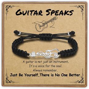 SmileBelle Music Guitar Gifts for Women and Men, Music Teacher Lover Appreciation Gifts Black White Bracelet with Musical Guitar Note as Music Guitar Accessories