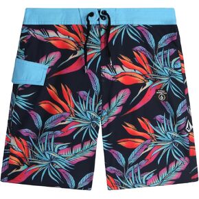 Volcom Boys Board Shorts - UPF 50+ Quick Dry Swimwear Bathing Suit - Swim Trunks Swimsuit for Boys (8-16), Size 16, Navy Floral