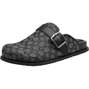 Coach Men's Buckle Clog in Signature Jacquard, Charcoal/Black, 7