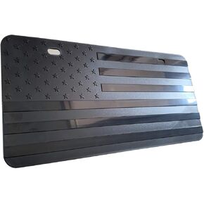 Embossed Black American Flag License Plate Frame Premium Quality Thick Durable Novelty USA Patriotic