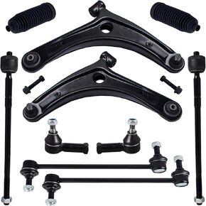 طقم تعليق 10pcs Tucarest 10pcs ملاءمة لـ Mi-Tsubishi 08-17 Lancer ، 07-20 Outlander ، ذراع التحكم السفلي الأمامي ث/مفصل الكرة + 4 قضيب ربط داخلي خارجي + 2 شريط Sway + 2 أحذية [# K620548 K750385 EV800638]