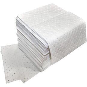 Aain Heavyweight Oil Absorbing Pads | White Absorbing Heavy Weight Oil-Only Absorbent Mat Pad | 15" x 20" | 200 Oil Absorbent Pads |