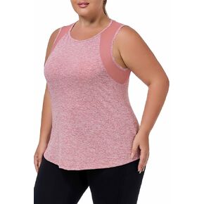 زائد قمم الخزانات الحجم للنساء مع شبكة ، XL-5XL Long Yoga Sliciveless قمصان فضفاض
