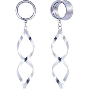 2PCS Earrings Gauges Stainless Steel Ear Dangle Gauges Daily Personalized Double Flared Ear Dangle Tunnels and Plugs Screw Fit Expander Stretcher For Women Men Body Piercing Jewelry