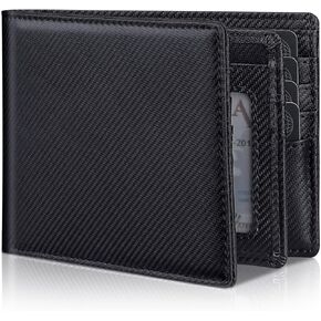 Mens Genuine Leather Bifold RFID Blocking Wallet with 14 Card Slots, ID Window & 2 Cash Pocket - Includes Gift Box