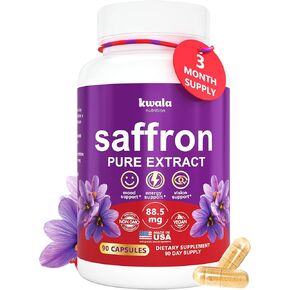 Saffron Supplements | 3 Month Supply | Pure 88.5mg Saffron Extract for Women & Men | Mood, Energy & Vision Support | Vegan, Non-GMO | 90 Capsules