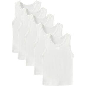 5Pcs Girls Tank Tops 2-13 Y White Basic Tank Sports Tops Multi-Pack Underwear