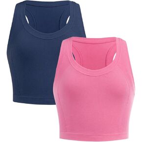 Milumia Girl's 2 Piece Racerback Tank Top Sleeveless Athletic Workout Dance Tops