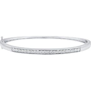 Gilded 1/10 CTTW Natural Diamond Bangle للنساء | الاسترليني الفضة سوار | مجوهرات راقية لها | التصميم الخالد | صندوق الهدايا المدرجة