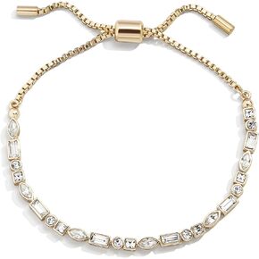 Kayden Pull Tie Bracelet for Women - Brass, Cubic Zirconia & Glass - Perfect Valentine's Day Jewerly Gift - Chic & Trendy Style - Gold Plated - Ideal for Dressy Occasions (Clear, Gold)