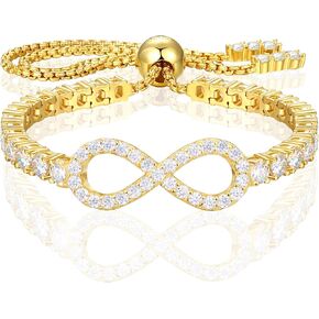 Imitation Diamond Infinity Love Tennis Bracelets for Women, 3.3ct Moissanite 18K Gold Vermeil Bracelet, Dainty Stering Silver Fine Jewelry Gift