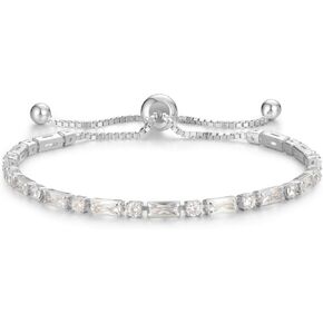 أساور التنس الفضية الفضية الاسترليني للنساء للنساء 2.5 * 5 مم تنس سوار بولو الأزياء مجوهرات هدايا عيد ميلاد للنساء أمي زوجة لها | حجم قابل للتعديل 9 " in Kuwait