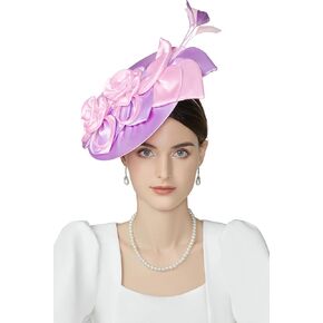 BABEYOND Fascinators Hats for Women - Kentucky Tea Party Derby Hats Flower Church Pillbox Hat for Cocktail Wedding