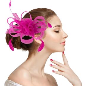 Unpifolov Fascinators Hats Feathers Headband Tea Party Wedding Derby Cocktail Flower Mesh Hair Clip Headwear for Girls Women