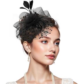 Zando 2025 Kentucky Hats Derby Fascinators for Women Cute Elegant Feather Church Pillbox Hat for Tea Party Wedding Cocktail