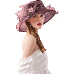 قبعة Lughinza fascinator - قبعة حفل زفاف شاي الزفاف الكنسية العريضة للسيدات in Saudi Arabia