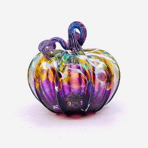Luke Adams Glass Handmade Glass Pumpkins Handmade Table Top Home Decor (Squat, Purple Potion)