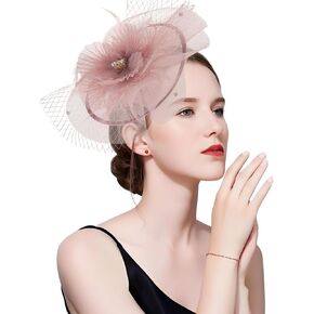 Kgromfy Women's Fascinator Derby Hats Vintage Tea Party Hat Church Cocktail Wedding Headwear