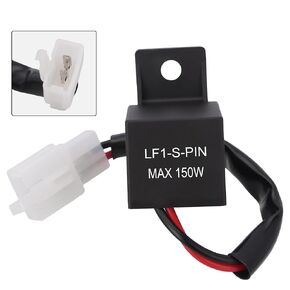 12V 2-Pin Electronic LED Flasher Relay, LF1-S-PIN Wiring Connectors Kit, MAX Power 150W, Fix Motorcycle Turn Signal Bulbs Hyper Flash (1)