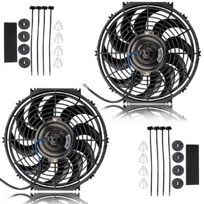 12 Inch Radiator Cooling Fan, 12 Inch Radiator Cooling Fan Universal Slim Fan Push Pull Electric Radiator +12v 80W Mount Kit