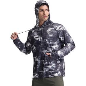 baleaf Men's Rash Guard with Kangaroo Pocket UPF 50+ Swim Shirts Long Sleeve Water Sun Protection Hoodie Swimsuit
