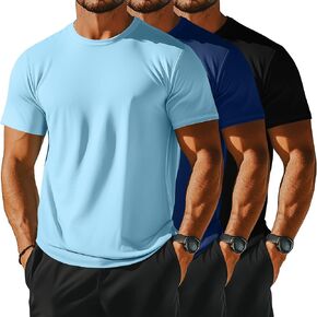 Ficerd 3 Pack Men's Big and Tall Rash Guard Shirts UPF 50+ Short Sleeve Sun Protection Quick Dry Swim T Shirts