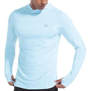 Men's UPF50+ Hoodie Shirts Rash Guard Long Sleeve UV Sun Protection Lightweight Quick Dry SPF Fishing Athletic Running Swim