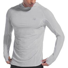 رجال UPF50+ قمصان هوديي حارس الطفح الجلدي طويل الأكمام الأشعة فوق البنفسجية حماية الشمس خفيفة الوزن السري in Kuwait