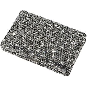 Business Card Case,Bling Cards Wallet Aluminum Purse Credit Card Organizing Hard Case Rhinestones Business Card Case Holder for Men & Women (Gold)