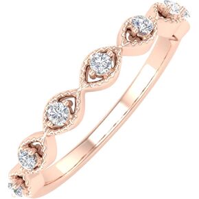 FINEROCK 1/10 Carat Diamond Twisted Anniversary Ring in 14K Gold (I1-I2 Clarity)