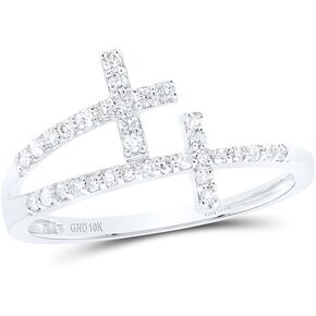 المجوهرات بواسطة Lux 10kt أصفر أو أبيض الذهب الماس الصليب عبر الزفاف خاتم الذكرى السنوية in Kuwait