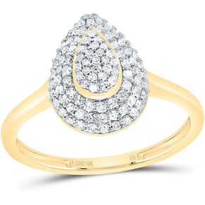 Jewels By Lux 10kt Yellow Gold 3/8 Cttw Diamond Fashion Pear Wedding Engagement Anniversary Ring, Women Size: 5-9