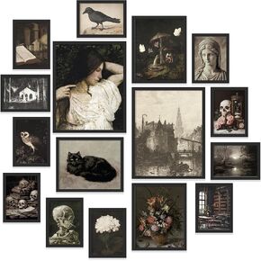 97 Decor LARGE 11x14 Vintage Dark Academia Posters - 11x14 Dark Academia Decor For Bedroom, Moody Wall Art Witchy Art Prints, Gothic Pictures Wall Decorations Goth Paintings For Home Office (Unframed)