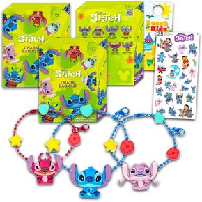 Disney Stitch Blind Box Party Favors 3 Pack - Bundle with 3 Keychain Mystery Figures Plus Stickers, More | Lilo and Stitch Bag Clips for Kids, Boys, Girls