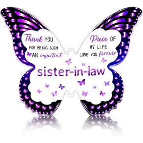 Sister In Law Birthday Gifts For Sister Butterfly Gifts For Women Friendship Birthday Mothers Day Wedding Gift Thank You Gift For Sisters Acrylic Butterfly Decorative Signs Plaques