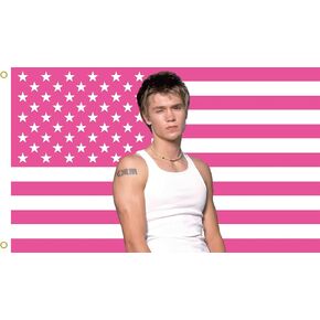 Chad American Flag Tapestry - Pink Michaell USA Flag 3x5 Feet,Muray Polyester Banner for College Dorm Room Bedroom Outdoor Parties Decor with Brass Grommets
