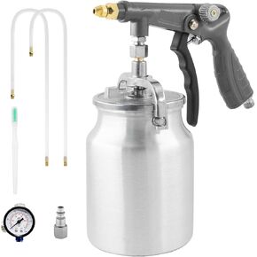 Air Undercoating Spray Gun with Suction Feed Cup & Gauge, 2 Extension Wands 360° Straight Spray Hoses, Fluid Film Spray Gun for Truck Bed Liner Spray Coating, Rubberized Undercoat
