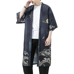 Prijouhe Men's Kimono Robe Rightweight Lighted Routbe Open Open Front Cardigan Jardigan Yukata